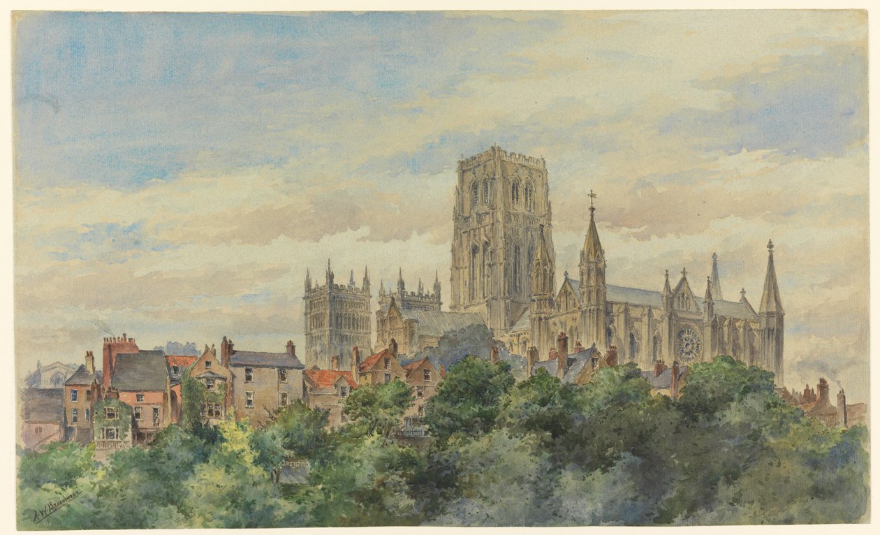 Kresba, Pohled na durhamskou katedrálu, 1883 od Arnold William Brunner