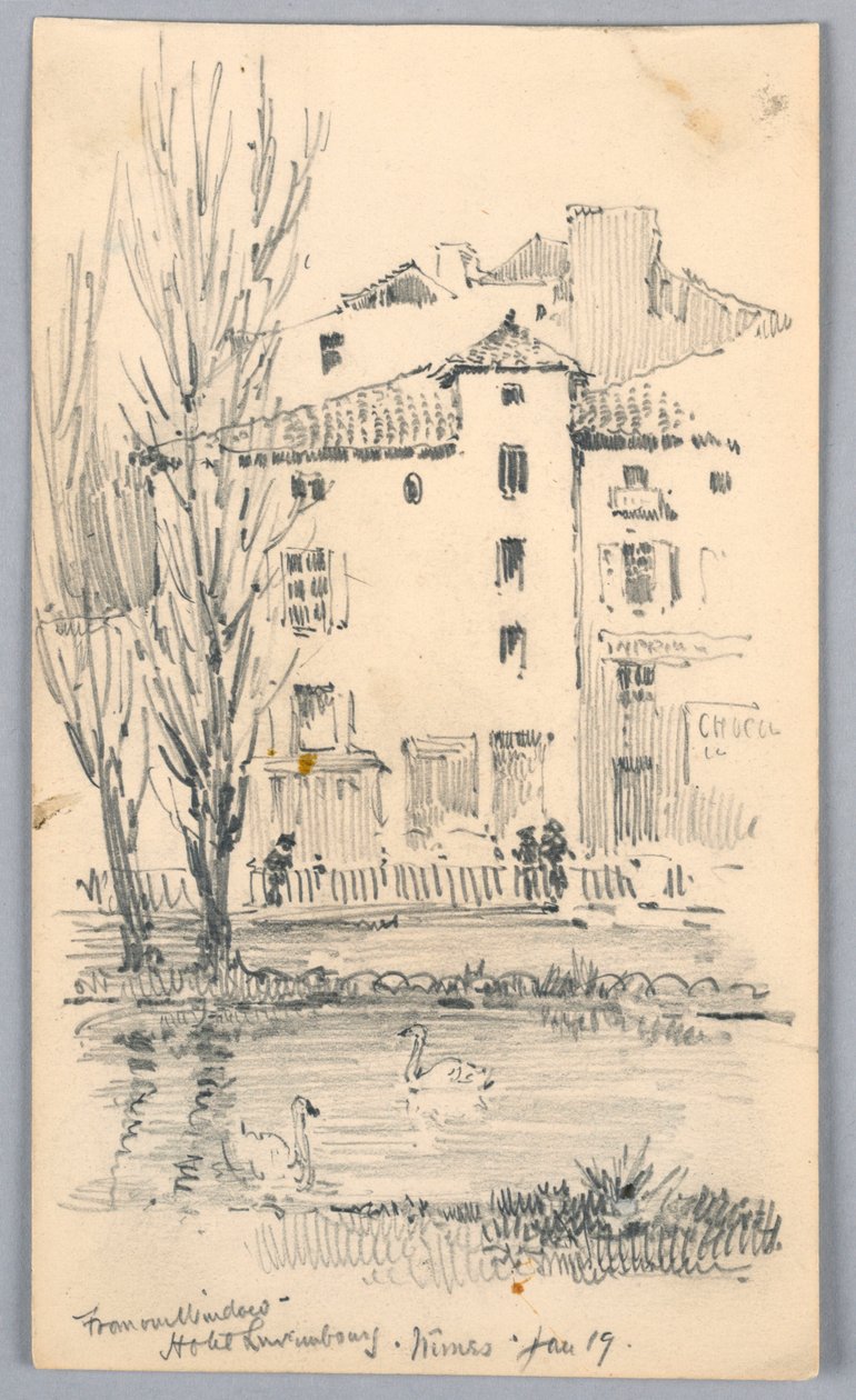 Hotel Luxembourg, Nîmes – z našeho okna od Arnold William Brunner