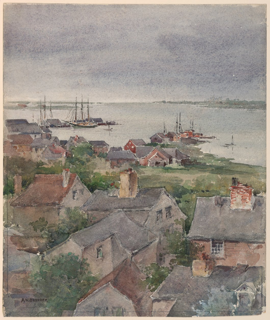 Domy u pobřeží v Nantucket od Arnold William Brunner