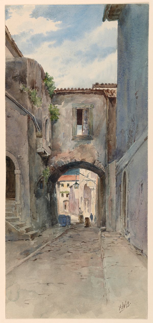 Úzká ulice s domy od Arnold William Brunner