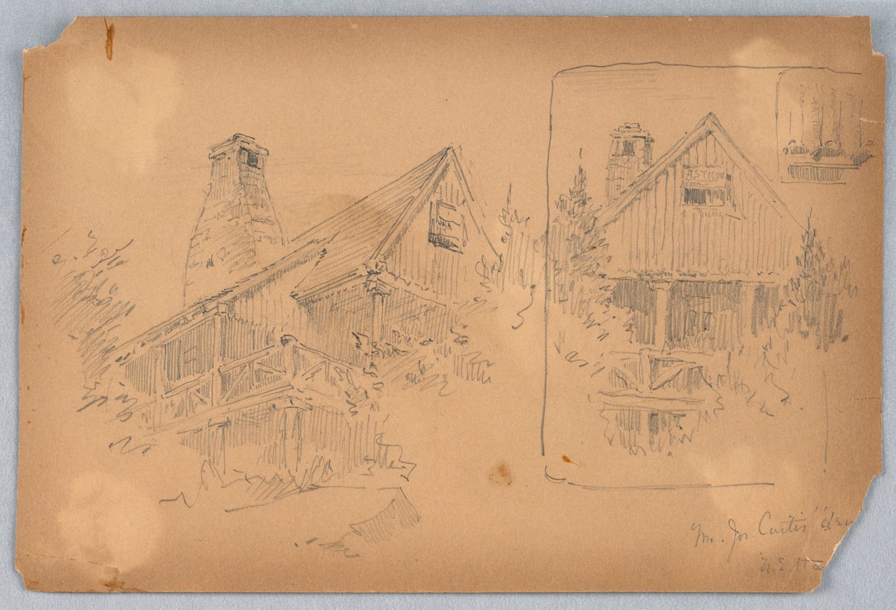 Dvě skici chaty od Arnold William Brunner