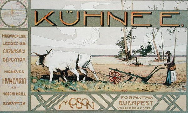 Inzerát na zemědělské stroje od E. Kuehne z Budapešti od Arpad Basch