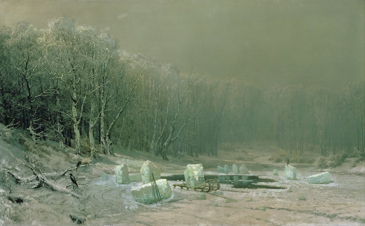 Zima, pokládání ledu, 1878 od Arseniy Ivanovich Meshchersky