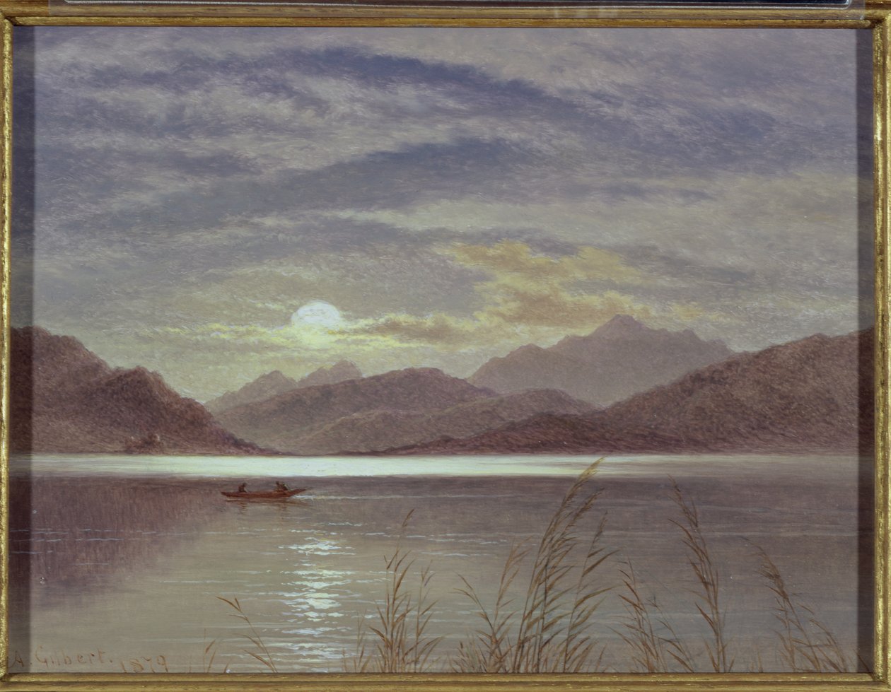 Lake Scene by Moonlight, 1879 (deska) od Arthur Gilbert