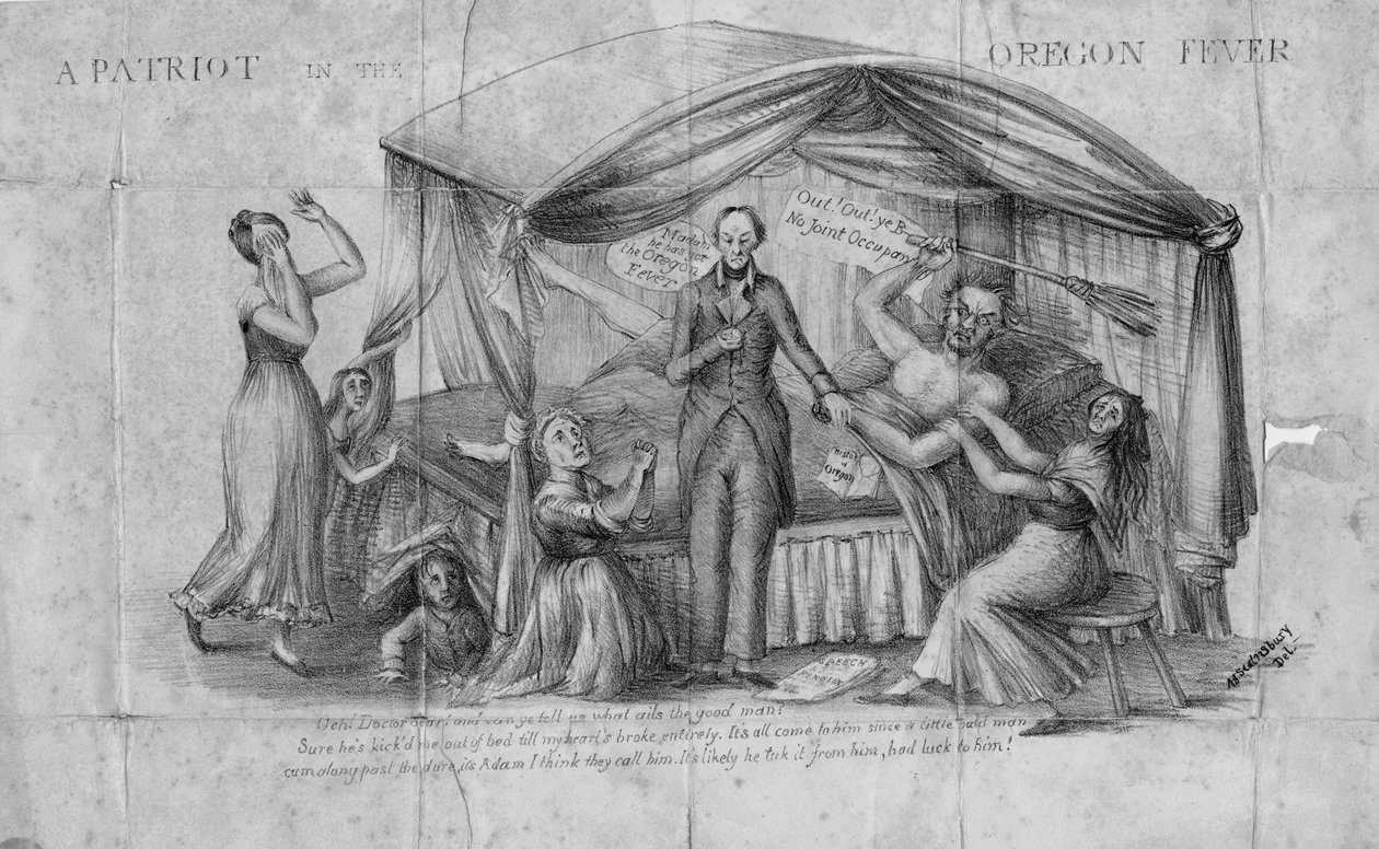 Vlastenec v oregonské horečce, publikováno ve Washingtonu, kolem roku 1844 od Arthur J. Stansbury