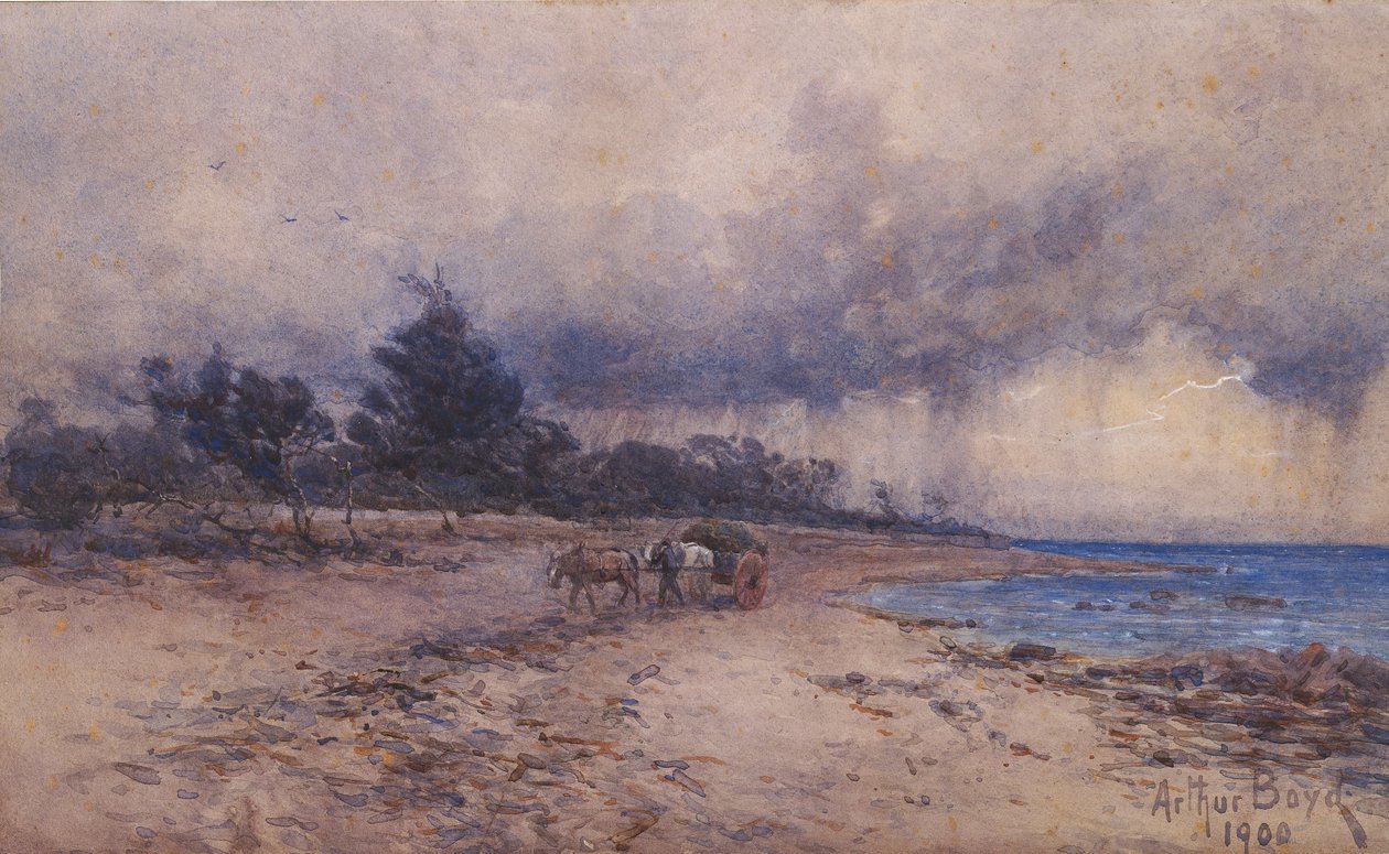 bez názvu (shromažďování mořských řas před bouří, pláž Sandringham) od Arthur Merric Boyd