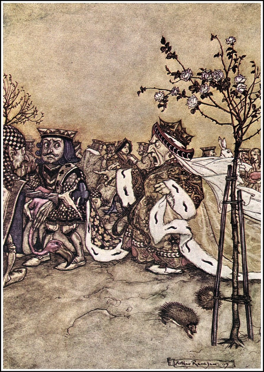 Alices Adventures in Wonderland - Královna se nikdy nepřestala hádat s ostatními hráči a křičet: Vypnuto hlavou! nebo: Vypnuto s hlavou! n od Arthur Rackham