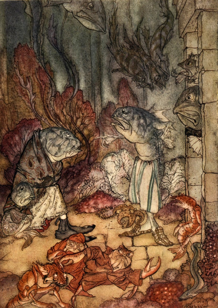 Šupinatý soubor rošťáků, ilustrace z knihy "A Wonder Book for Girls and Boys" od Nathaniela Hawthorna, 1928. od Arthur Rackham
