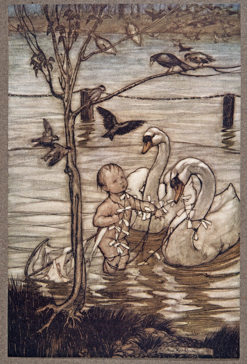 Poté ptáci řekli, že už mu nebudou pomáhat v jeho šílených podnicích... od Petera Pana v Kensington Gardens od J. M. Barrieho (1860 - 1937), hospoda. 1906 od Arthur Rackham