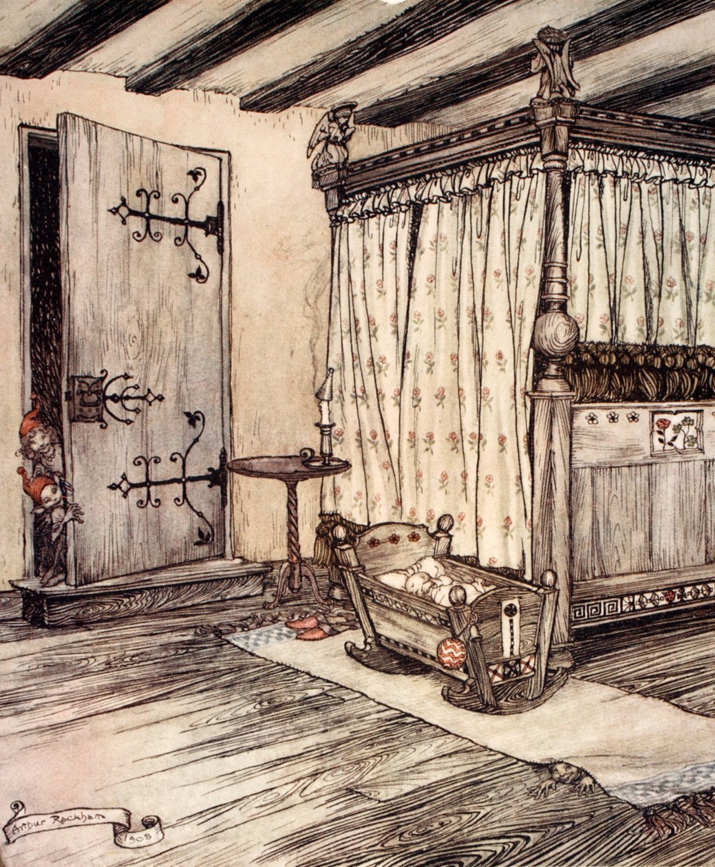 ..Téměř pohádkový čas, ilustrace ze „Snu nocí svatojánských“ od Williama Shakespeara, 1908 od Arthur Rackham