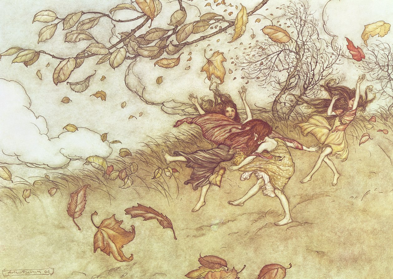 Podzimní víly z filmu „Peter Pan v Kensington Gardens“ od J. M. Barrieho, 1906 od Arthur Rackham