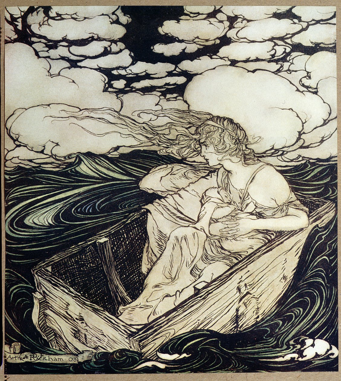 Danae a její syn Perseus, 1903 od Arthur Rackham