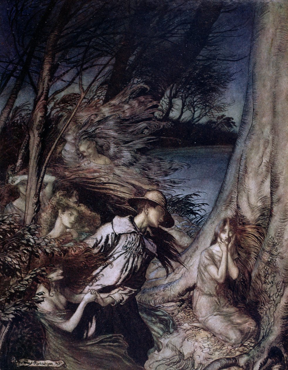 Ilustrace víly, 1912 (barevné lito) od Arthur Rackham