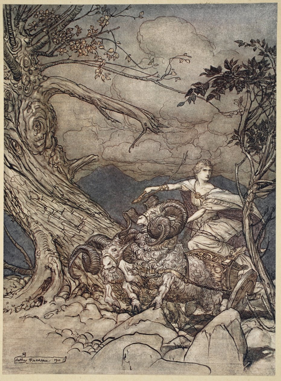 Fricka se blíží v hněvu, ilustrace z 
