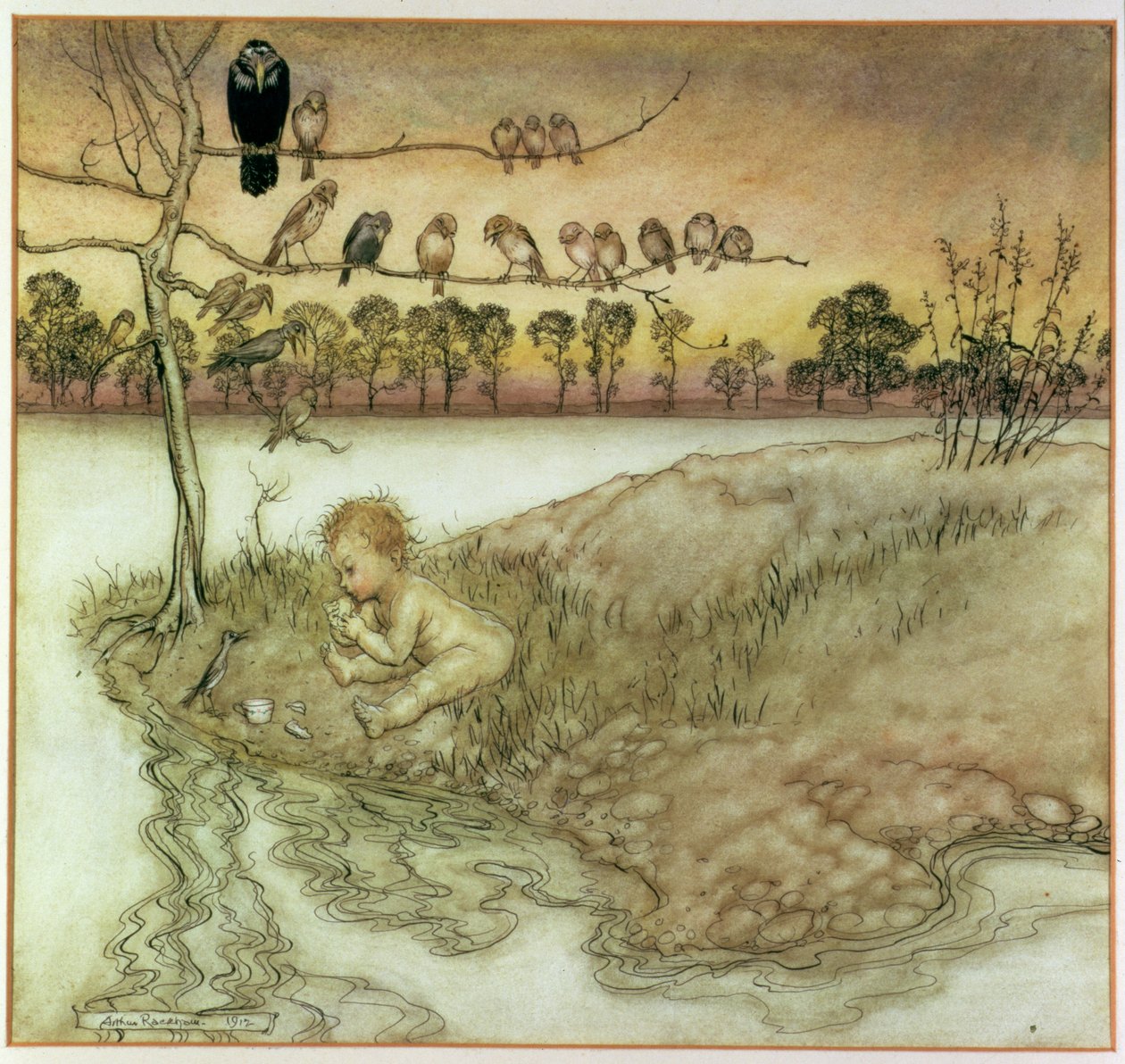 Ilustrace k filmu „Peter Pan v Kensington Gardens“ od J. M. Barrieho, 1912 od Arthur Rackham