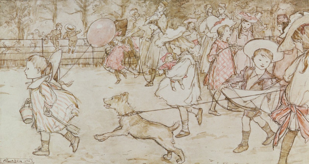 „In the Broad Walk“ z „Petera Pana v Kensington Gardens“ od J. M. Barrieho, 1906 od Arthur Rackham