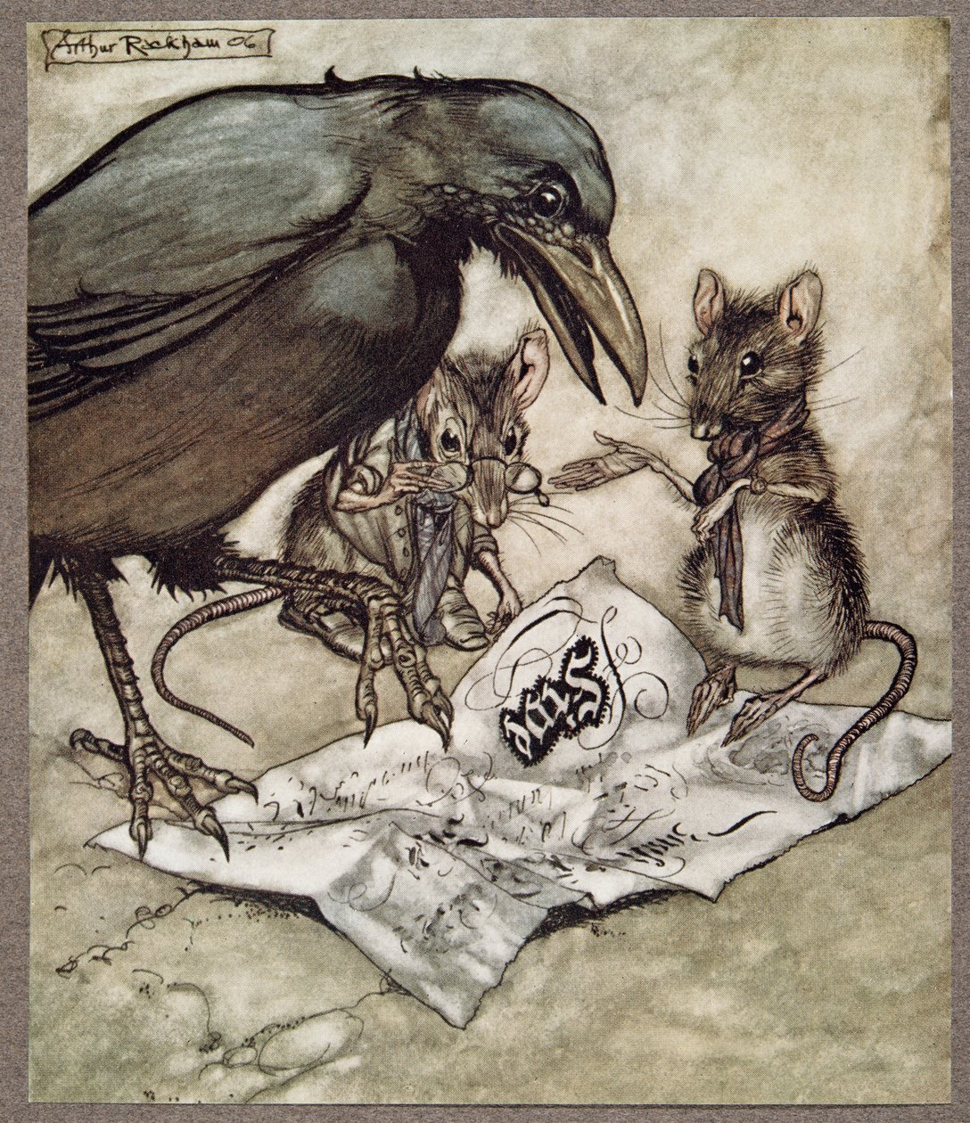 Nesmyslný křičel Solomon ve vzteku, od Petera Pana v Kensington Gardens od J. M. Barrieho (1860 - 1937), hospoda. 1906 od Arthur Rackham
