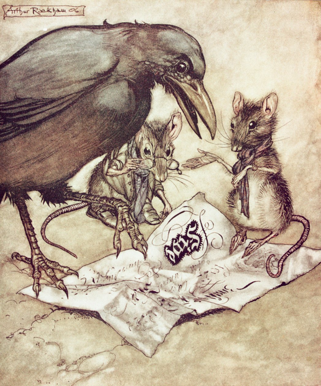 Absurdní! křičel Solomon ve vzteku, z filmu „Peter Pan v Kensington Gardens“ od J. M. Barrieho, 1906 od Arthur Rackham