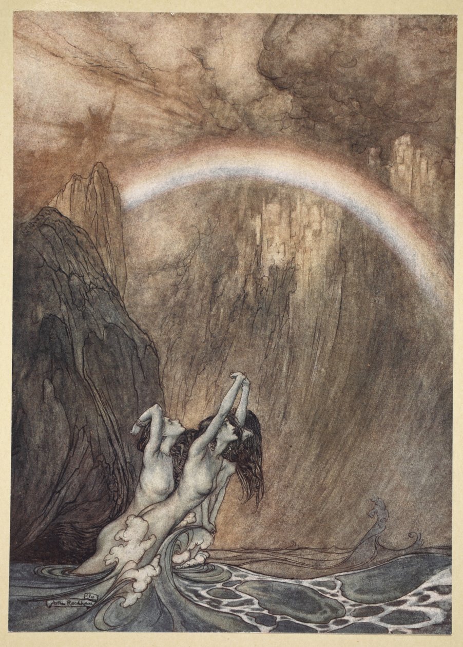 Rýnské krásné děti, pláčou nad ztraceným zlatem, pláč, ilustrace z 