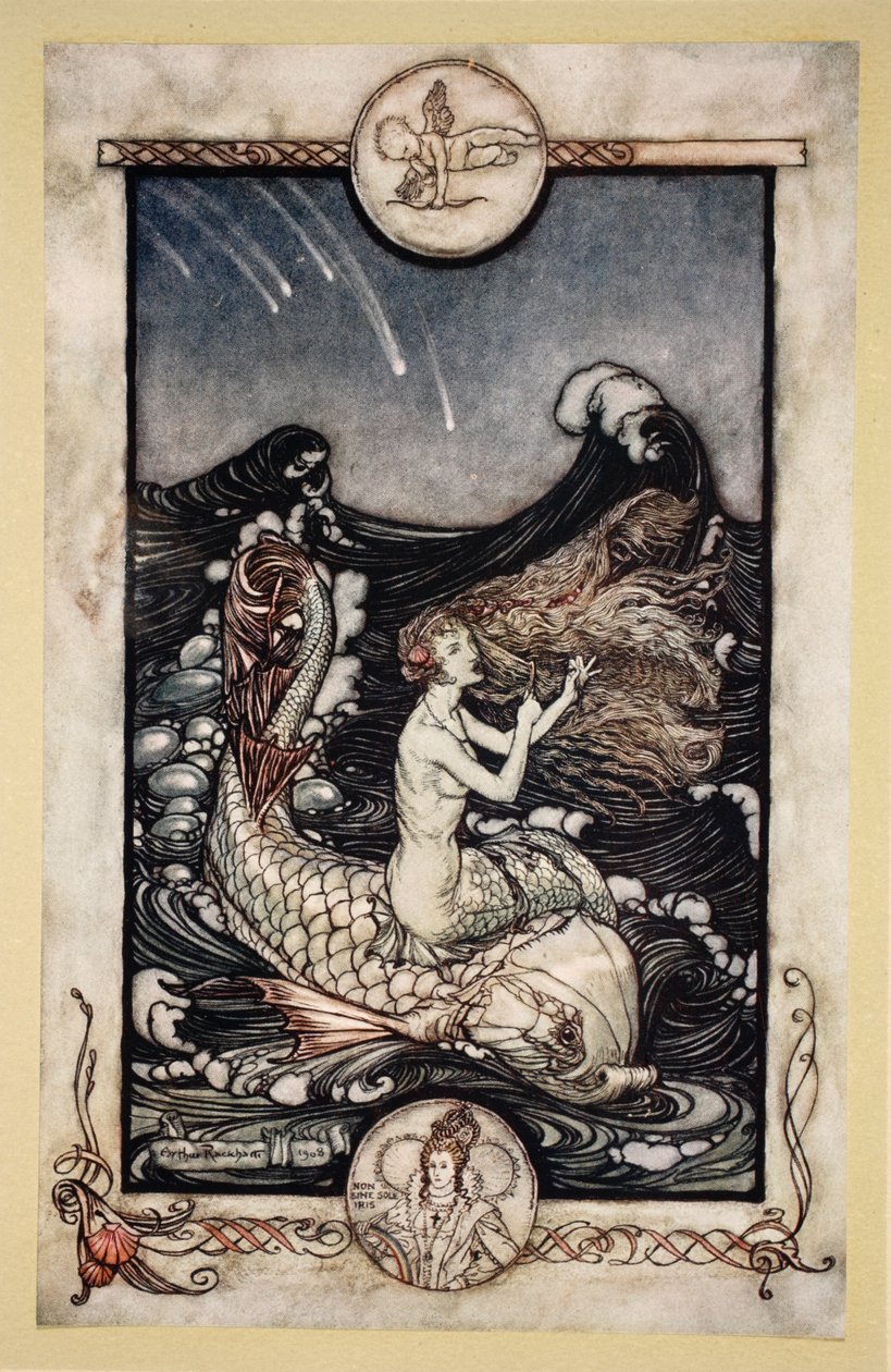 Chcete-li slyšet hudbu námořnických služeb, ilustrace ze „Snu nocí svatojánských“ od Williama Shakespeara, 1908 od Arthur Rackham