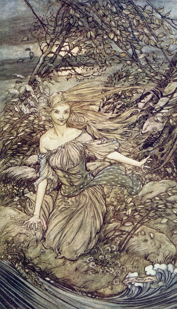 Undine, ilustrace z knihy barona Friedricha de la Motte Fouque (1777-1843) 1909 od Arthur Rackham