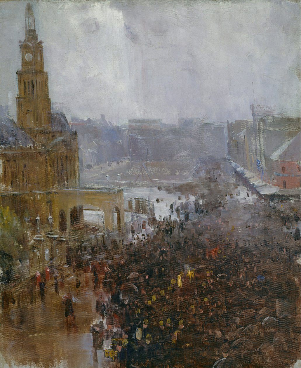 Hasičský pohřeb, George Street od Arthur Streeton