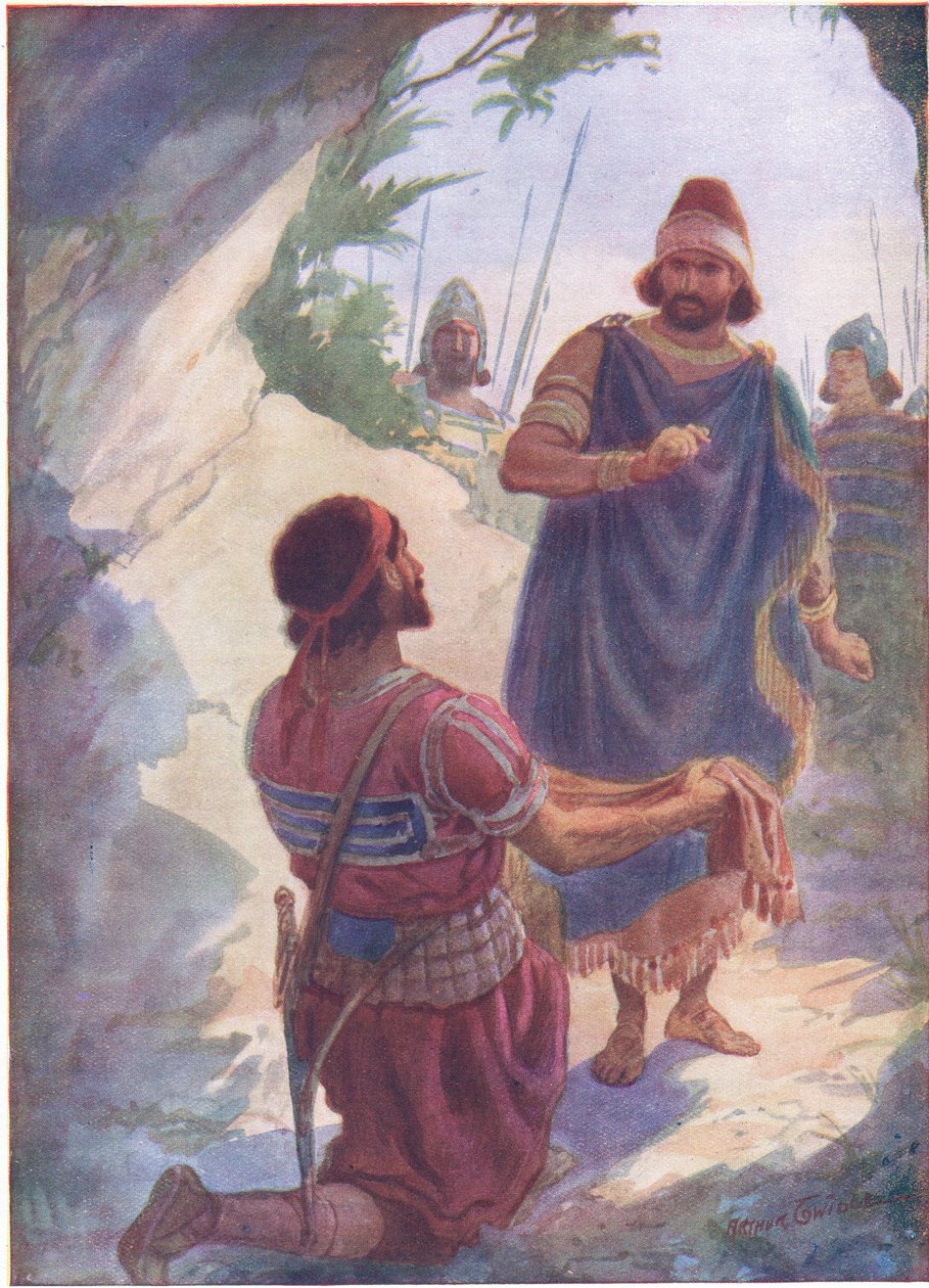 David a Saul v jeskyni od Arthur Twidle