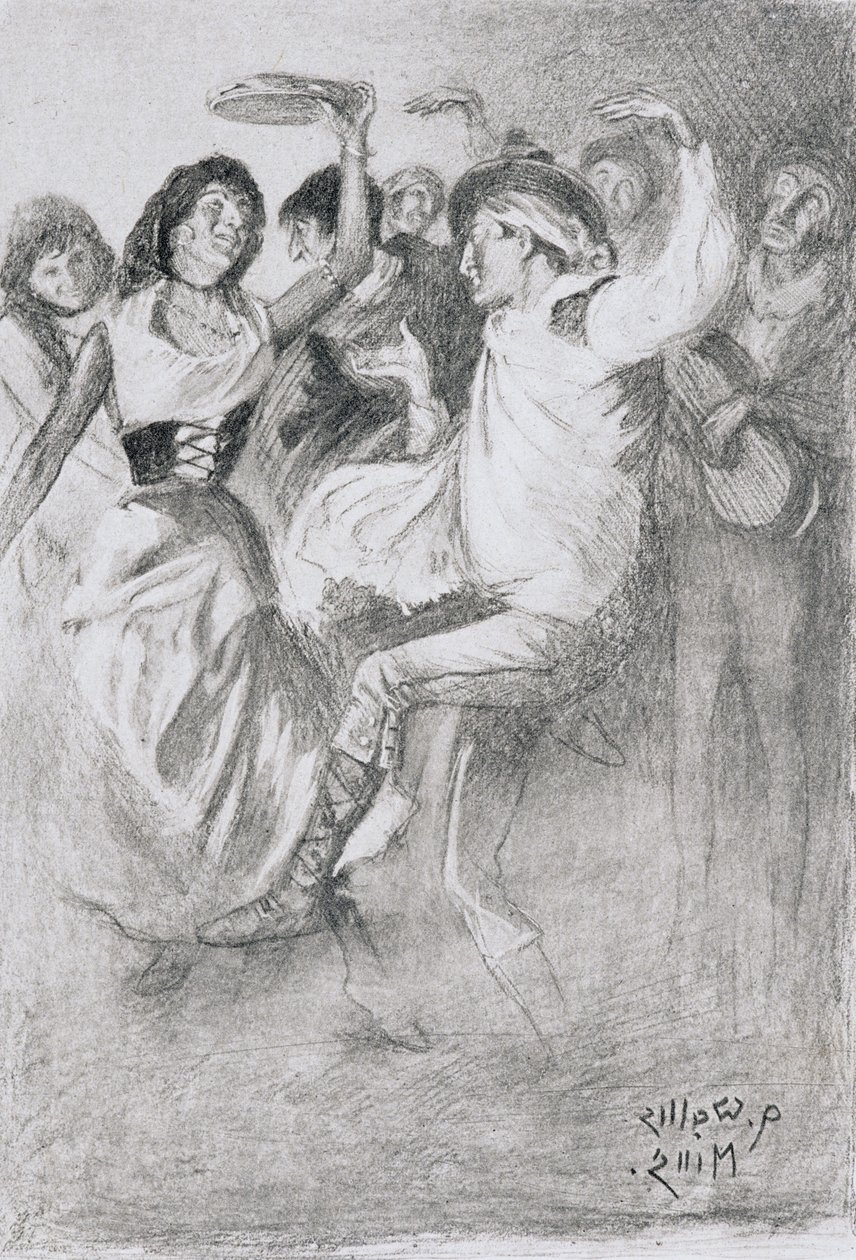 Gypsy Marriage Dance, z The Zincali od George Barrowa (1803-81), vydaný v Londýně, 1923 (kresba tužkou na papíře) od Arthur Wallis Mills