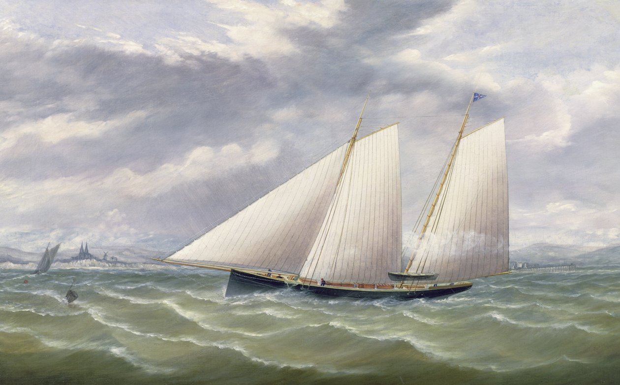 Řezačka v silném větru létající s Burgee z Royal Thames Yacht Club od Arthur Wellington Fowles