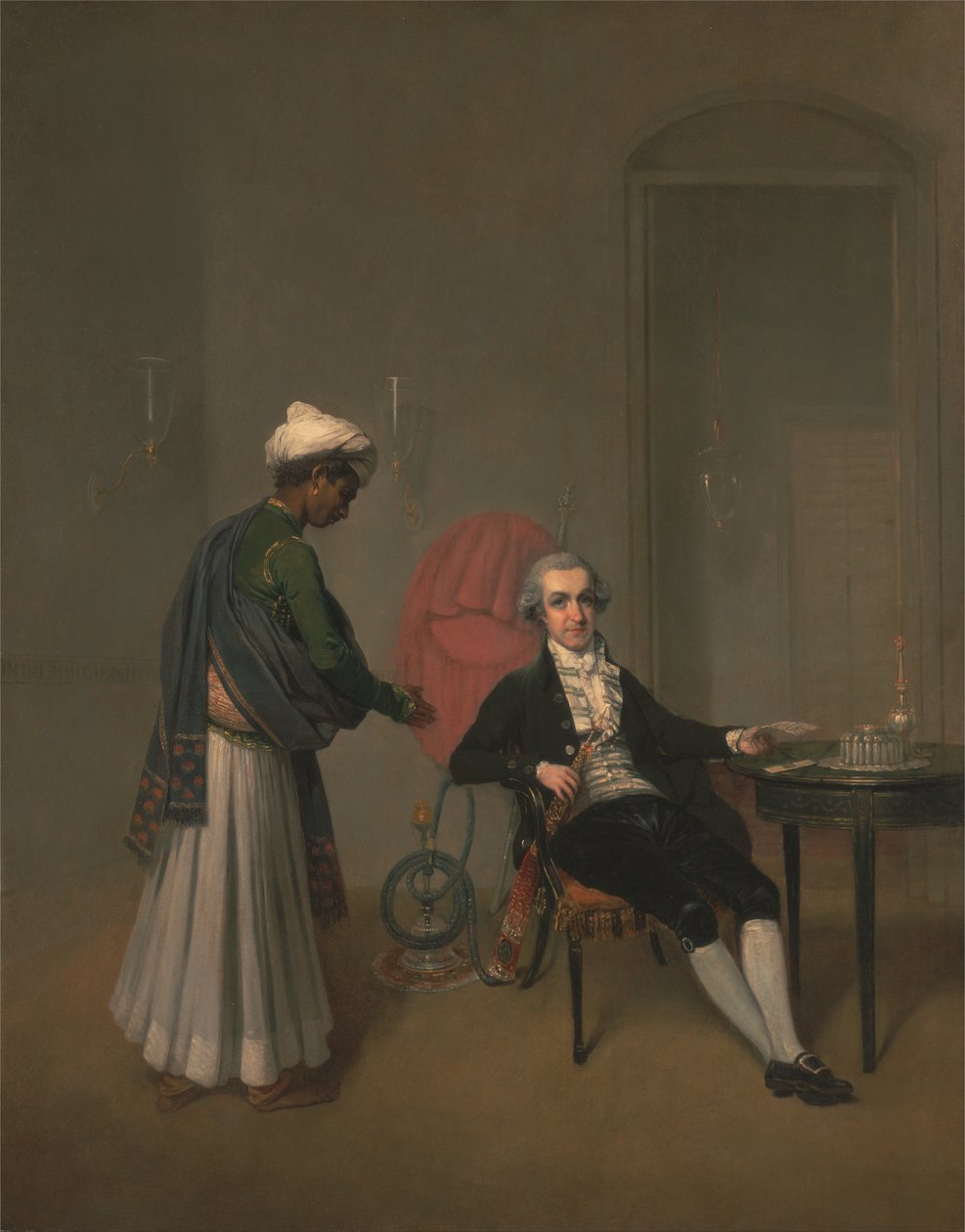 Portrét gentlemana, možná Williama Hickeyho a indického sluhy od Arthur Devis