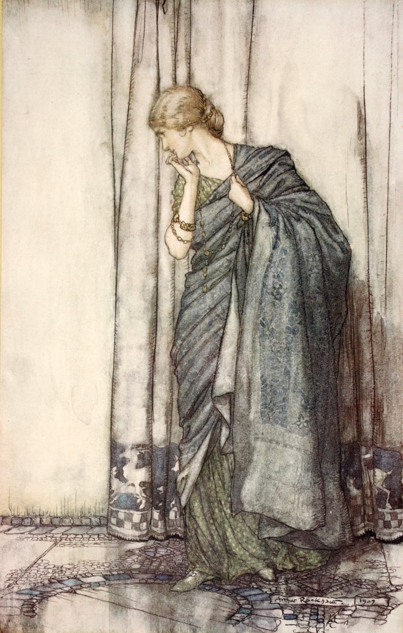 Helena, ilustrace ze „Snu nocí svatojánských“ od Williama Shakespeara od Arthur (after) Rackham