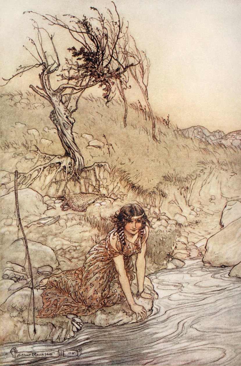 Hermia, ilustrace ze „Snu nocí svatojánských“ od Williama Shakespeara od Arthur (after) Rackham