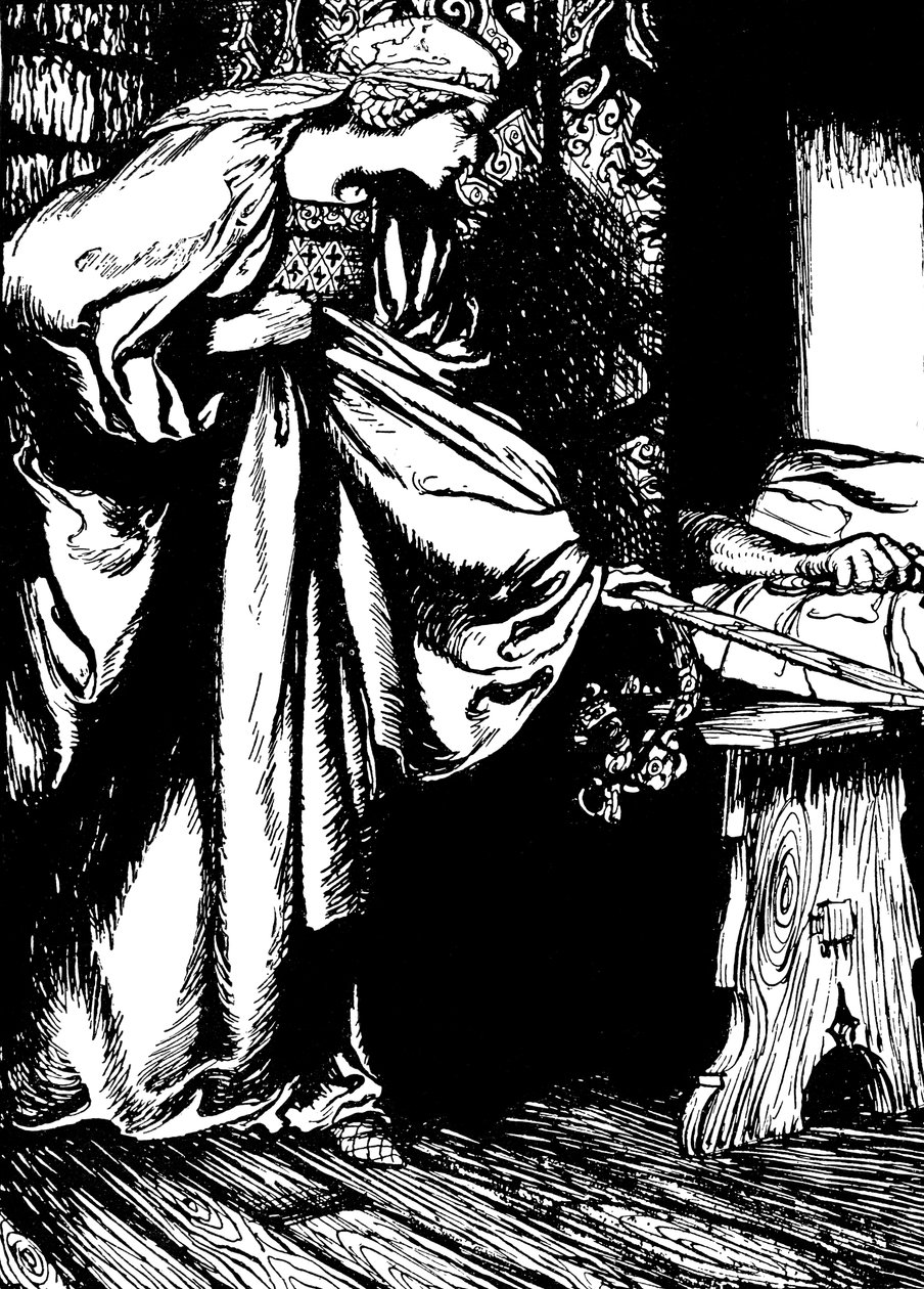 Morgan le Fay krade Arthurův meč od Arthur (after) Rackham