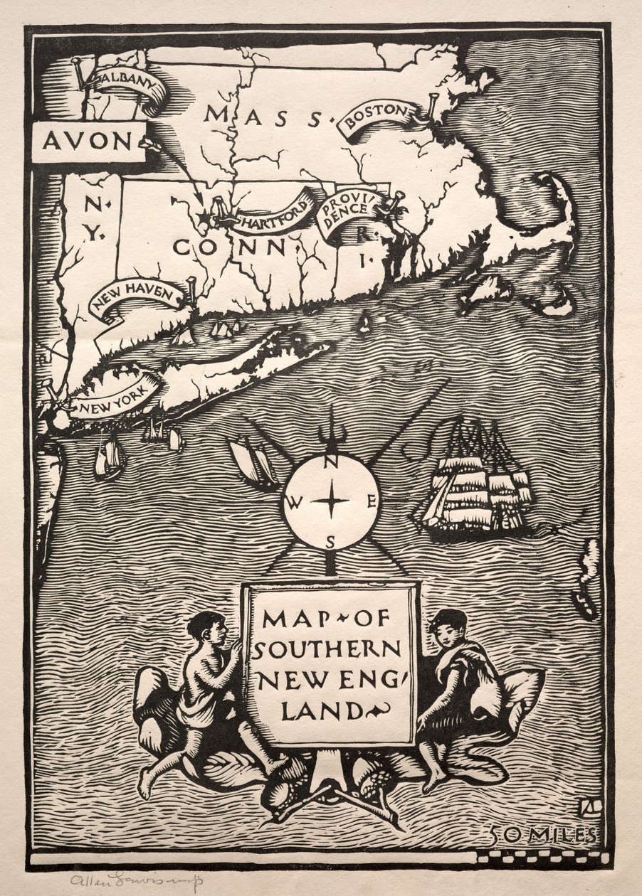 Mapa jižní Nové Anglie od Arthur Allen Lewis