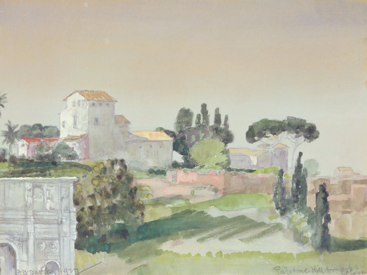 Palatine Hill z Kolosea, 1927 (wc na papíře) od Arthur Bowen Davies
