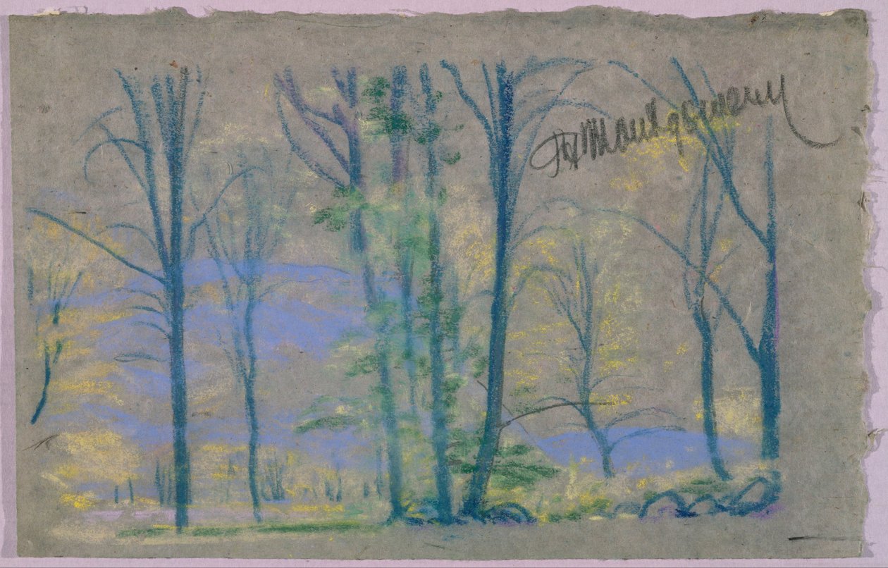 krajina se stromy od A.B. Daviesova kniha, vydání -23, 50 od Arthur Bowen Davies