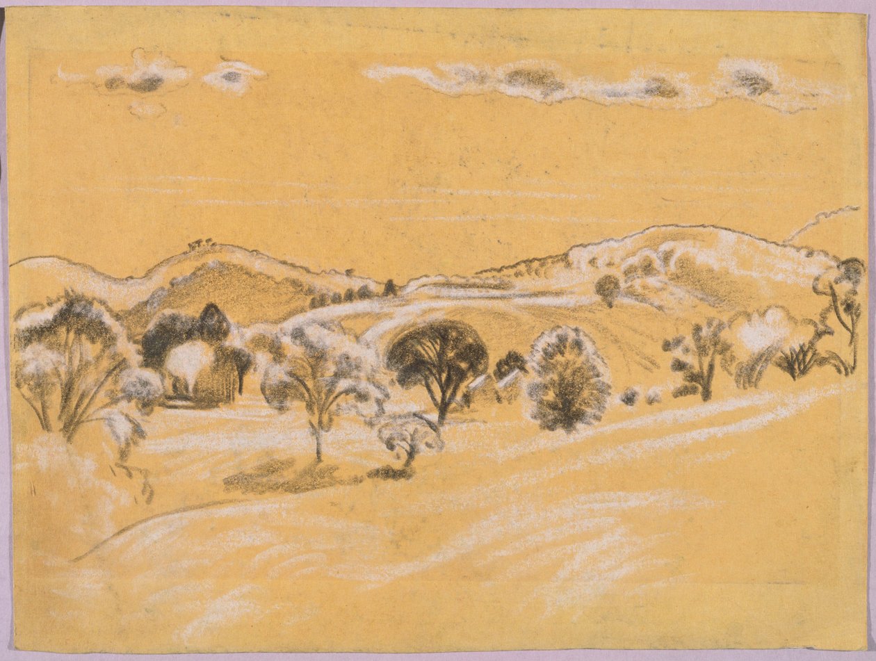 bílá a černá křídová krajina od A.B. Daviesova kniha, vydání -38, 50 od Arthur Bowen Davies