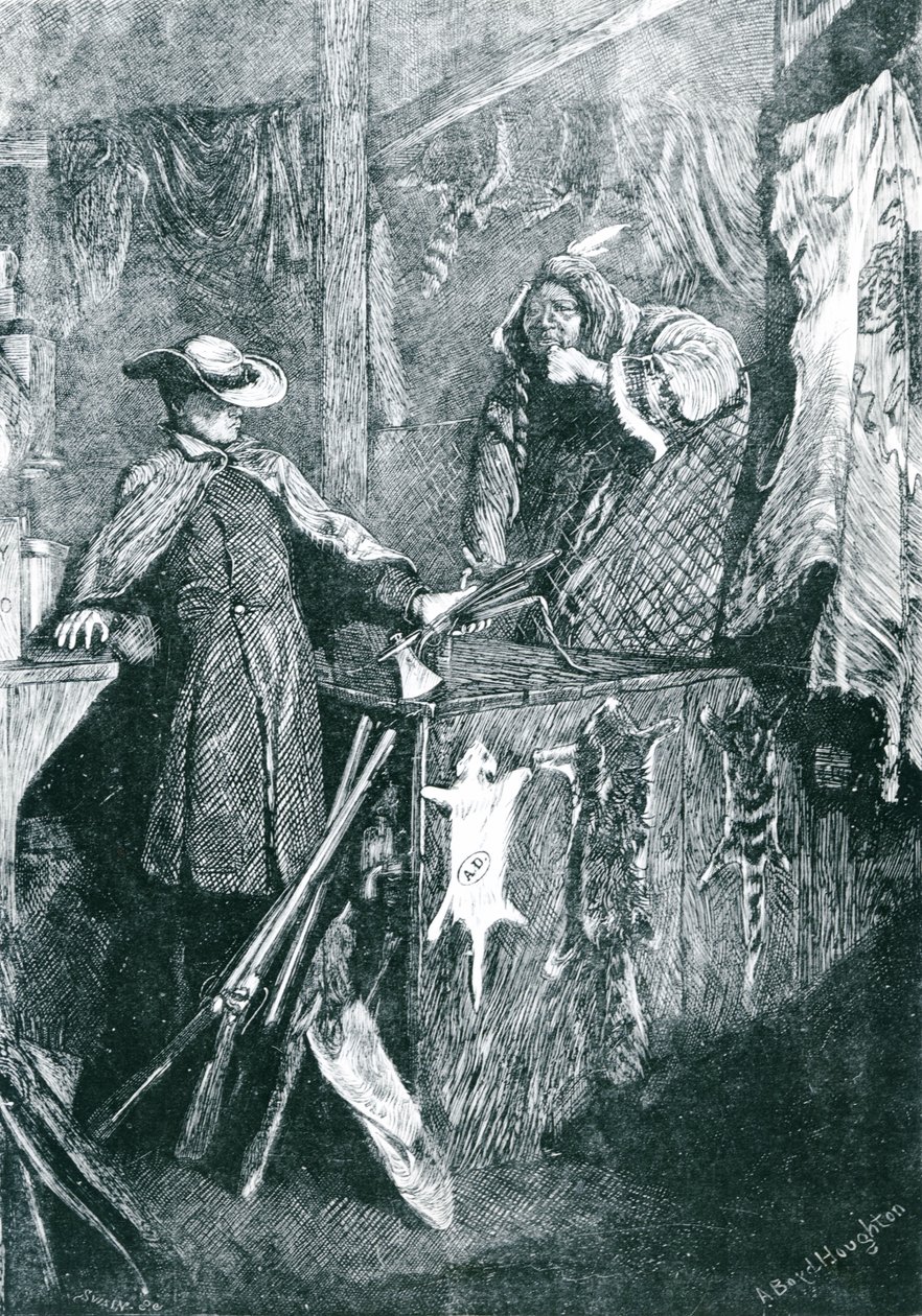 Bartering s indiány v západních státech amerických, vyryl Joseph Swain (1820-1909) 1871 od Arthur Boyd Houghton