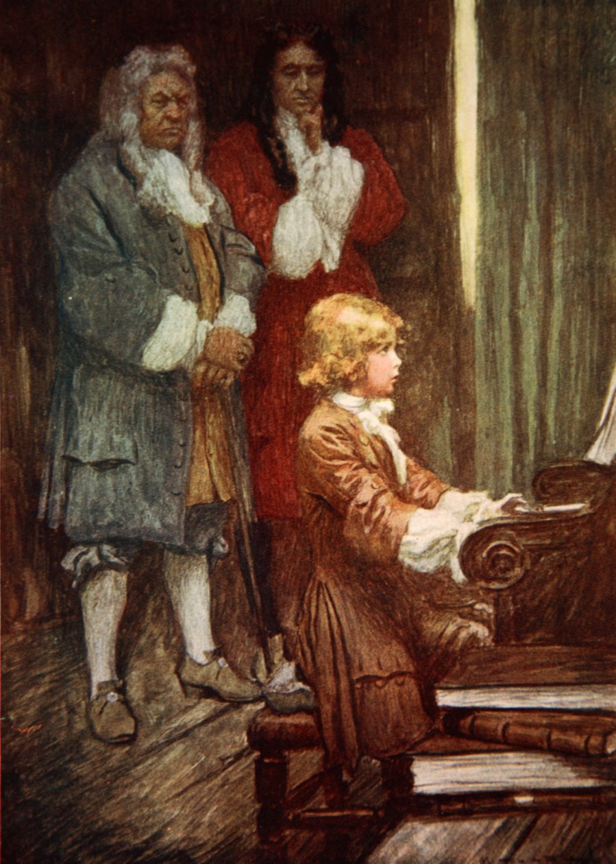 V tichosti čekali, zatímco Händel hrál (barva litho) od Arthur C. (after) Michael