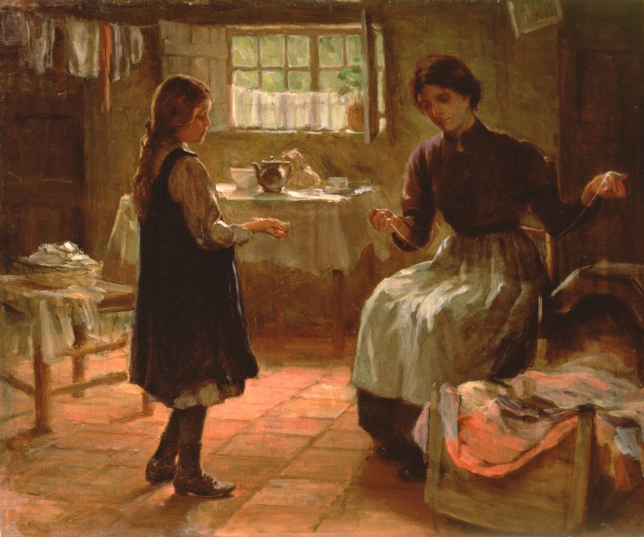 Domácí lekce, cca 1890 (olej na plátně) od Arthur Claude Cooke