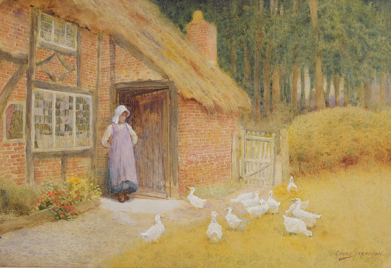 Husí dívka (akvarel) od Arthur Claude Strachan