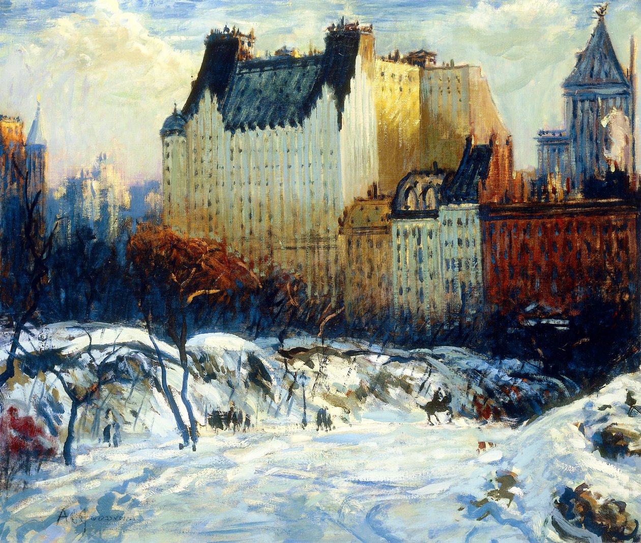 Pohled na Plaza z Central Parku od Arthur Clifton Goodwin