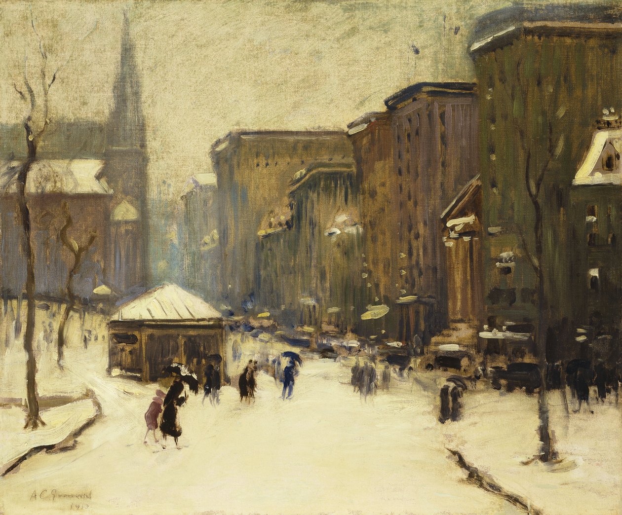 Park Street Church ve sněhu od Arthur Clifton Goodwin