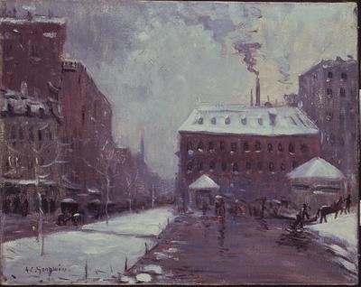 Tremont Street, Pelham Hotel, Boston (olej na plátně) od Arthur Clifton Goodwin