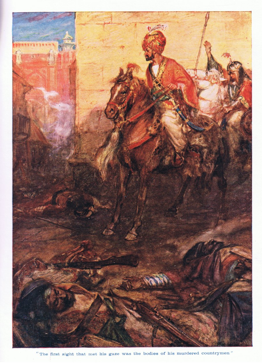 První pohled, který se mu naskytl, byla těla jeho zavražděných krajanů od Arthur David McCormick