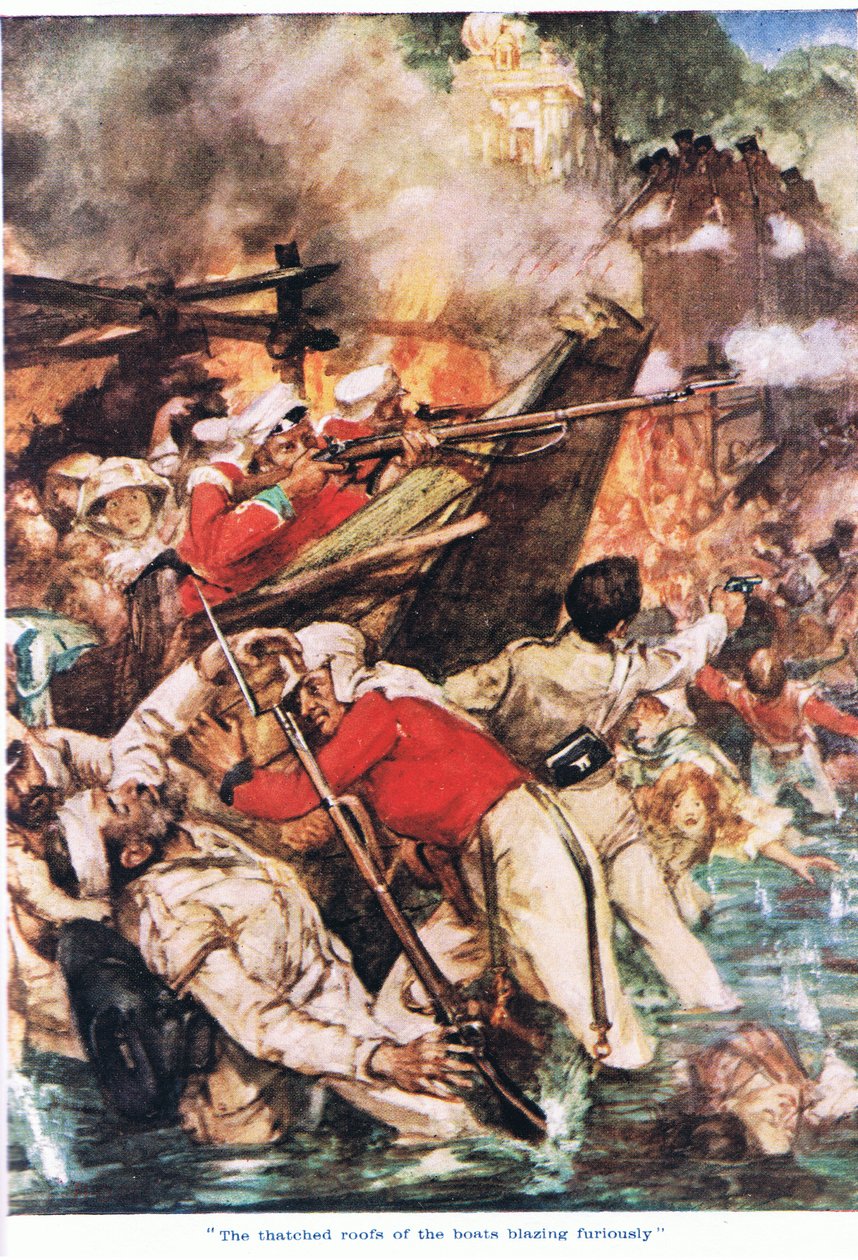 Doškové střechy lodí zuřivě plápolající (barva litho) od Arthur David McCormick