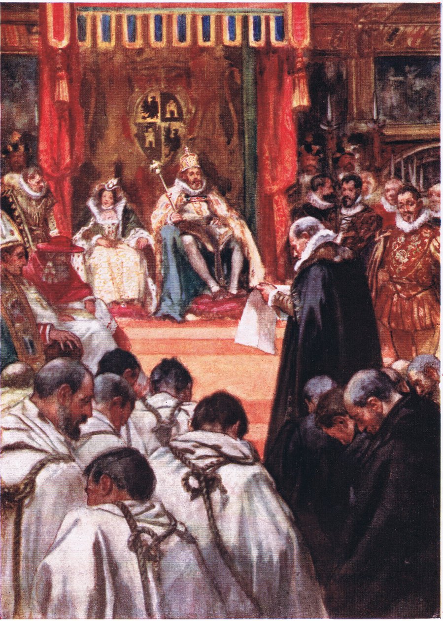 Měli pokorně prosit císaře o odpuštění, ilustrace z Romance of History: Nizozemsko, 20. léta od Arthur David McCormick