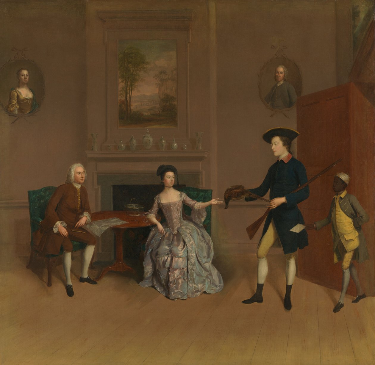 John Orde, jeho manželka, Anna, jeho nejstarší syn, William a služebník od Arthur Devis