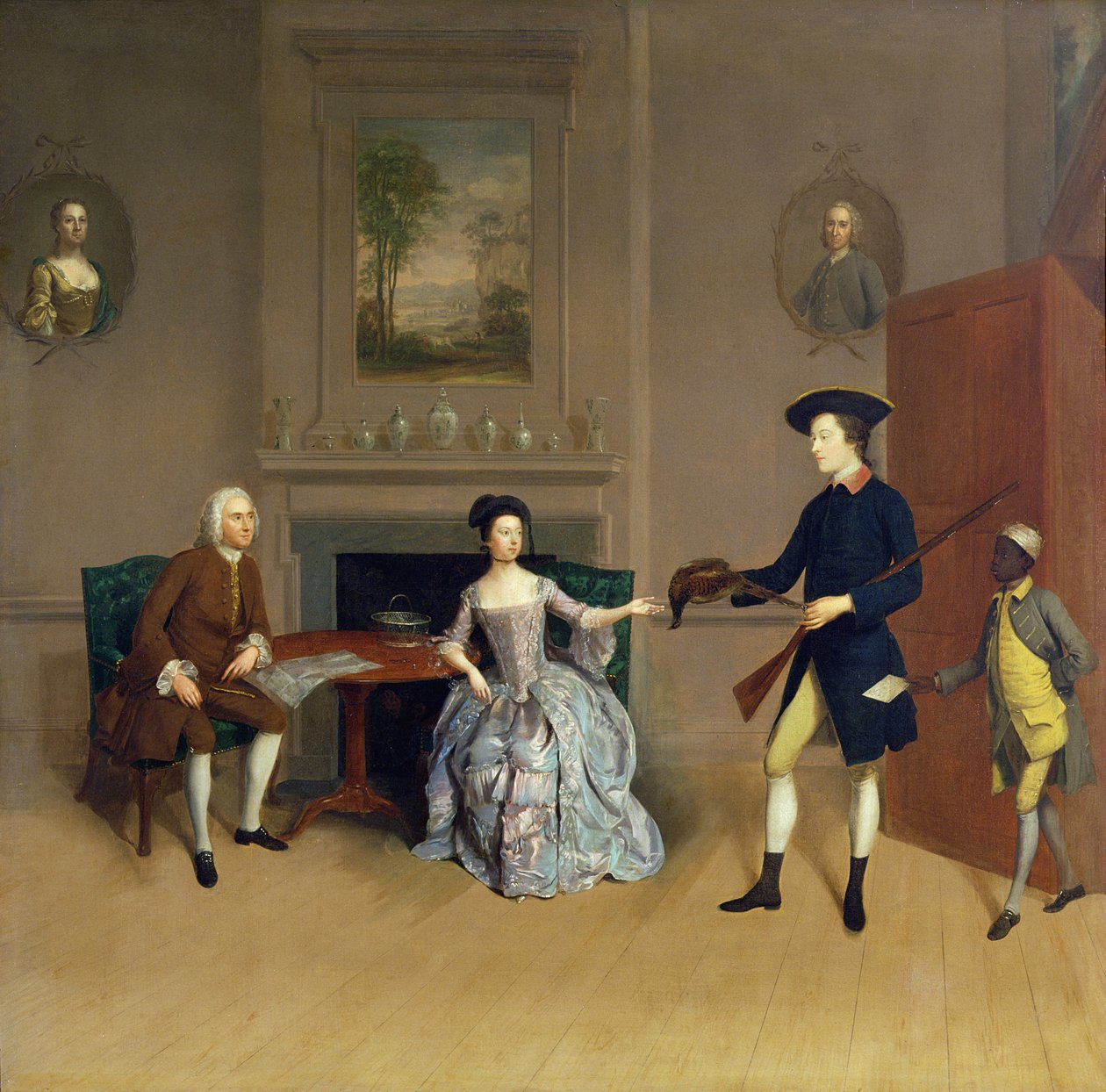 John Orde se svou ženou Annou a nejstarším synem Williamem z Morpeth, Northumberland, kolem 1754-56 od Arthur Devis
