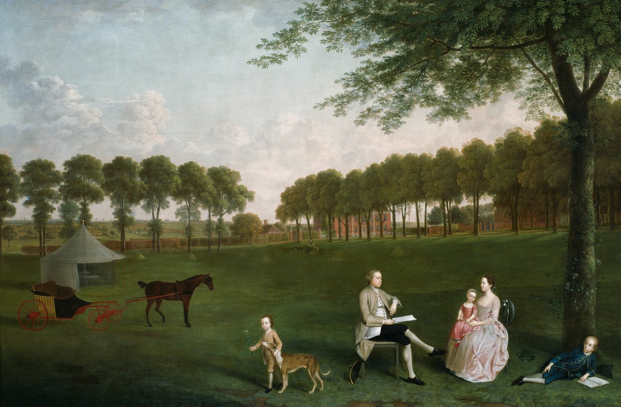 Sir John Shaw a jeho rodina v parku v Eltham Lodge, Kent, 1761. od Arthur Devis